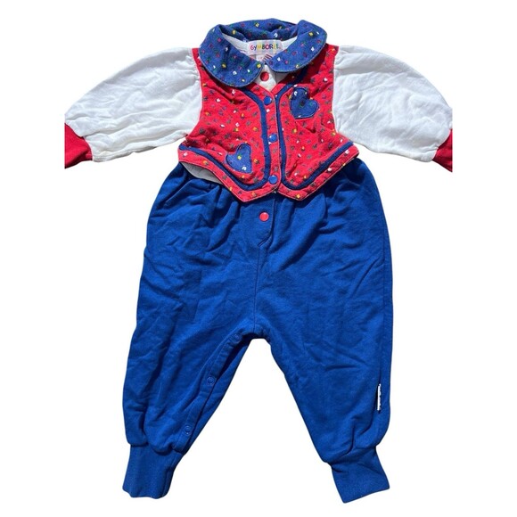Vtg Rare Gymboree Rainbow Label Heart And Floral Print One Piece Sz Infant - Picture 1 of 16